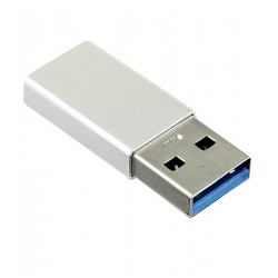 Переходник OTG T2 Type-C на USB 3.0 (QC 3.0), металл, Silver