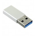 Переходник OTG T2 Type-C на USB 3.0 (QC 3.0), металл, Silver