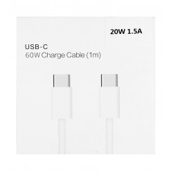 Кабель Type-C - Type-C, Woven, PD 20W 1.5A, 1м, белый