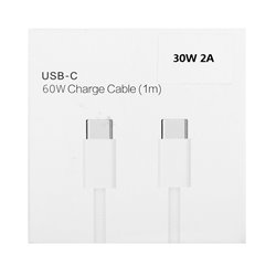 Кабель Type-C - Type-C, Woven, PD 30W, 2A, 1м, белый
