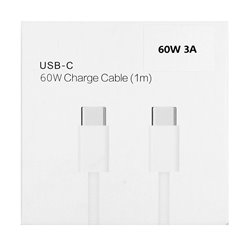 Кабель Type-C - Type-C, Woven, PD 60W, 3A, 1м, белый