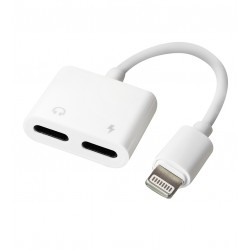 Переходник-разветвитель Lightning на 2 Lightning (Audio + Charge), белый