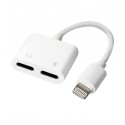 Переходник-разветвитель Lightning на 2 Lightning (Audio + Charge), белый