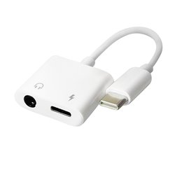 Переходник Type-C на Jack 3.5 мм + Type-C (AUX + Зарядка), белый