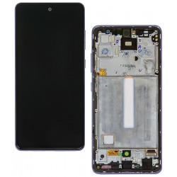 Дисплей для Samsung A525 Galaxy A52, A526 Galaxy A52 5G, фіолетовий, з рамкою, оригінал (переклеєне скло)