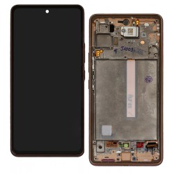 Дисплей для Samsung A536 Galaxy A53 5G, золотистий, рожевий, з рамкою, оригінал, service pack box, (GH82-28025D)