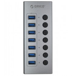 USB-хаб Orico BT2U3-7AB, на 7 портов USB 3.0 с внешним питанием и кнопками отключения, 12В-2А