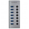 USB-хаб Orico BT2U3-7AB, на 7 портов USB 3.0 с внешним питанием и кнопками отключения, 12В-2А