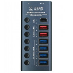 Зарядна станція Mega-Idea K367H (2 USB 2.4A, 1 Type-C PD, мультиадаптер хаб 4 USB 3.0)