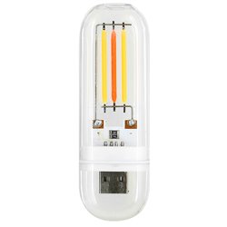 Міні USB LED-лампа з 3 світлодіодними нитками, прозорий корпус, тепле світло