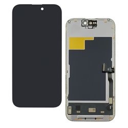 Дисплей для Apple iPhone 15 Pro, черный, с рамкой, High Quality, без ошибки, (OLED), DD-OLED OEM soft, 120Hz, Diagnosable