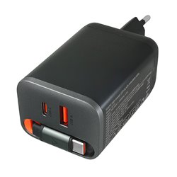 Зарядное устройство AceFast GaN A111 2Type-C/1USB 67W с кабелем, черное