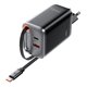 Зарядний пристрій AceFast GaN A111 2Type-C/1USB 67W з кабелем, чорний