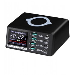 Зарядна станція WLX-X9D на 8 портів (4USB+4Type-C) PD+QC3.0 з бездротовою зарядкою