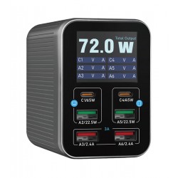 Зарядна станція Relife Q4, (2 USB- 5V 2.4A, 2 USB- QC 3A, 1 Type-C PD45W, 1 Type-C PD65W)