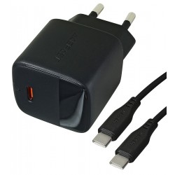 Зарядний пристрій AceFast GaN A113 PD20W з LED дисплеєм + кабель Type-C - Type-C