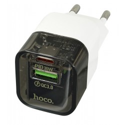 Зарядное устройство Hoco C131A Platinum 1USB+1Type-C PD30W, черное