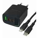 Зарядний пристрій Borofone BA98A PD30W + кабель Type-C - Lightning, чорний