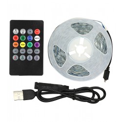 Светодиодная лента LED RGB 10м, IP20, 5V USB, с пультом, на самоклейке
