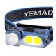 Налобный фонарик YM-T615-3XTE+2COB, (white+red) 500LM, (Li-Ion, sensor, клипса, магнит, кепка, вело)