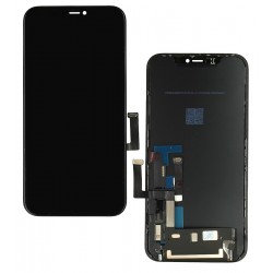 Дисплей для Apple iPhone 11 черный, с сенсорным экраном, с рамкой, оригинал (переклеенное стекло), без защитных пластин