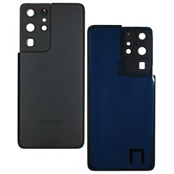 Задня панель корпуса для Samsung G998 Galaxy S21 Ultra 5G, чорний, із склом камери