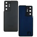 Задня панель корпуса для Samsung G998 Galaxy S21 Ultra 5G, чорний, із склом камери