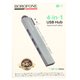 Адаптер переходник Borofone FH1 4в1 USB to 3xUSB 2.0 + 1xUSB 3.0, metal gray