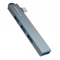 Адаптер переходник Borofone FH1A 4в1 Type-C to 3xUSB 2.0 + 1xUSB 3.0, metal gray