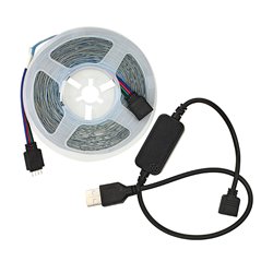 Світлодіодна стрічка LED RGB 10м 100Led, IP20, 5V USB, Bluetooth + пульт дистанційного керування, на самоклейці