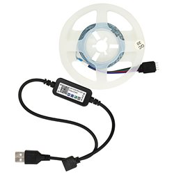 Світлодіодна стрічка LED RGB 2м, 20Led, IP20, 5V USB, Bluetooth + пульт дистанційного керування, на самоклейці