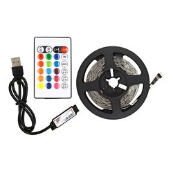 Світлодіодна стрічка LED RGB 2м, IP20, 5V USB, Bluetooth + пульт дистанційного керування, на самоклейці