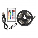 Светодиодная лента LED RGB 3м, IP20, 5V USB, Bluetooth + пульт дистанционного управления, на самоклейке