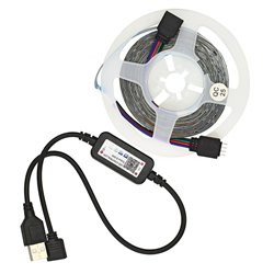 Світлодіодна стрічка LED RGB 5м, 50Led, IP20, 5V USB, Bluetooth + пульт дистанційного керування, на самоклейці