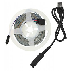 Світлодіодна стрічка LED, RGB, 5V, IP20, 5м, з кнопками керування, на самоклейці