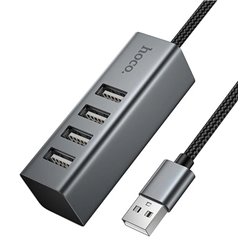 USB-хаб HOCO HB1A 4xUSB 2.0, metal gray