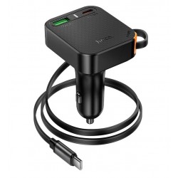 Автомобильное зарядное устройство Hoco NZ18 1USB + Type-C PD65W с кабелем, черное