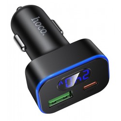 Автомобильное зарядное устройство Hoco Z63B 1USB + Type-C PD QC 48W с дисплеем, черное