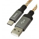 Кабель Type-C - USB Hoco U112 Shine 1м 3А силіконовий з підсвіткою, сірий