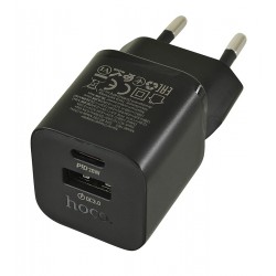 Зарядний пристрій Hoco N65 1USB + Type-C PD QC 20W, чорний