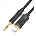 Кабель AUX Type-C - Jack 3.5 Hoco UPA30, 1 м, чорний