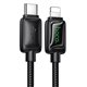 Кабель Type-C - Lightning Hoco U146 1.2м 30W в оплетці з індикатором, чорний