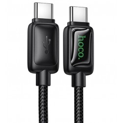Кабель Type-C - Type-C Hoco U146 1.2м 60W в оплетке с индикатором, черный