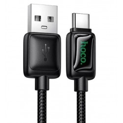 Кабель USB - Type-C Hoco U146 1.2м 3А в оплетке с индикатором, черный