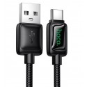 Кабель USB - Type-C Hoco U146 1.2м 3А в оплетці з індикатором, чорний