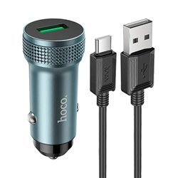 Автомобільний зарядний пристрій Hoco Z49A USB QC 18W, сірий