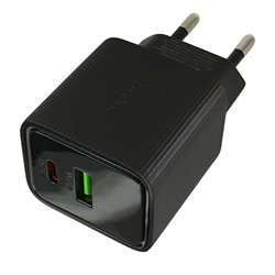 Зарядний пристрій Hoco CS83A 1USB + Type-C PD QC 20W з дисплеєм, чорний