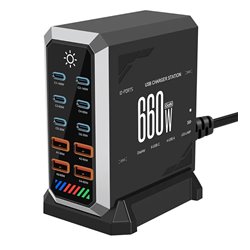 Зарядное устройство HW18 GaN 660W max, 6 Type-C PD + 4USB QC3