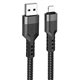 Кабель Lightning - USB, Hoco U110, в тканевой оплетке, 1,2 метр, 2,4А, черный