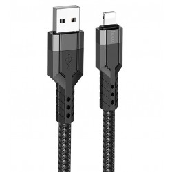 Кабель Lightning - USB, Hoco U110, в тканинному обплетенні, 1,2 метр, 2,4А, чорний